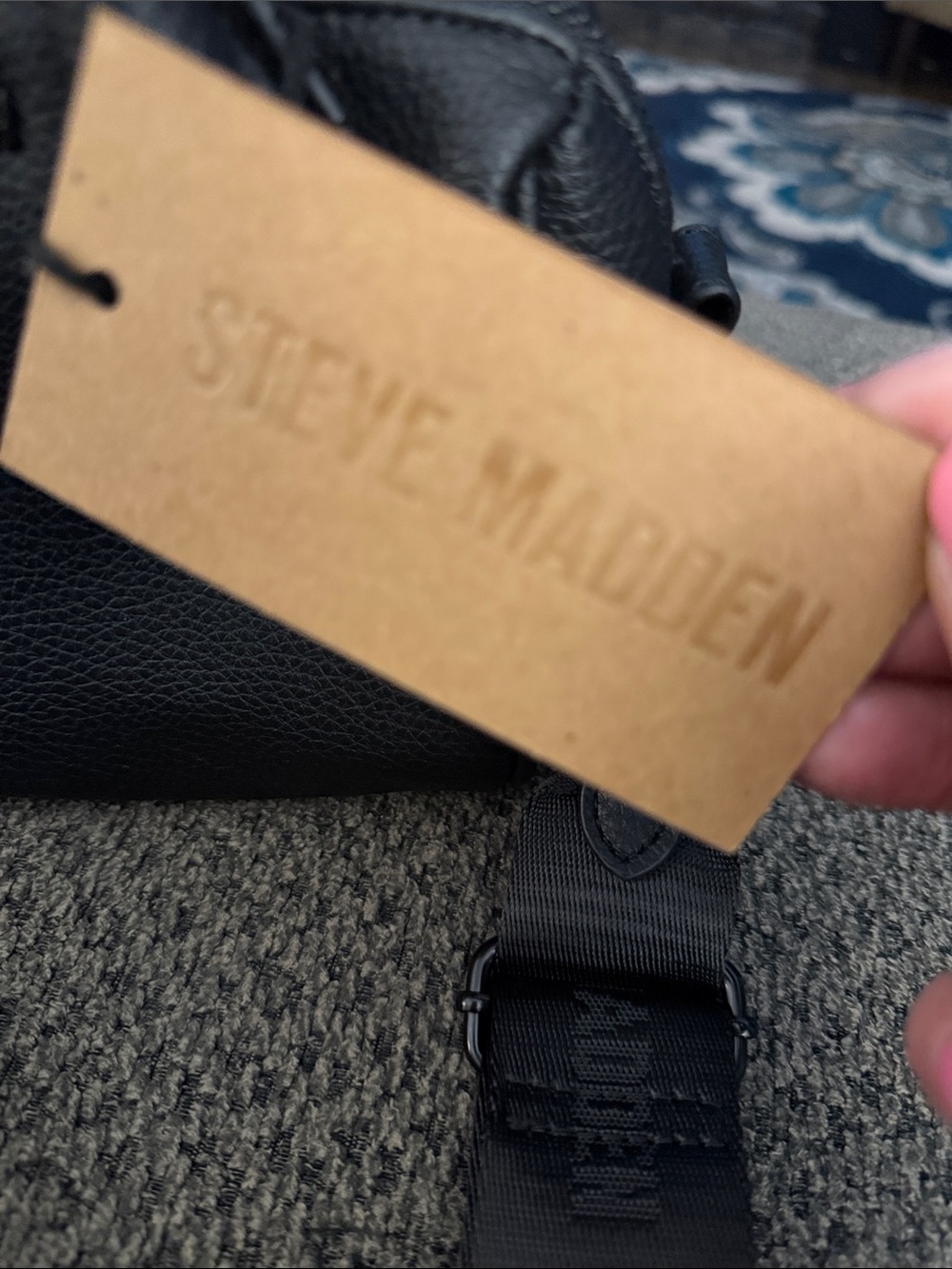 Steve Madden Black Pebbled Leather Mini Barrel  w/Strap and coin purse new - Picture 3 of 13